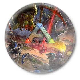 Значок с принтом Ark: Survival Evolved в Тюмени,  металл | круглая форма, металлическая застежка в виде булавки | арк