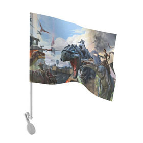 Флаг для автомобиля с принтом Ark Survival Evolved в Тюмени, 100% полиэстер | Размер: 30*21 см | арк