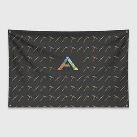 Флаг-баннер с принтом Ark Survival Evolved в Тюмени, 100% полиэстер | размер 67 х 109 см, плотность ткани — 95 г/м2; по краям флага есть четыре люверса для крепления | арк