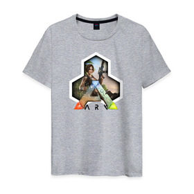 Мужская футболка хлопок с принтом Ark Survival Evolved в Тюмени, 100% хлопок | прямой крой, круглый вырез горловины, длина до линии бедер, слегка спущенное плечо. | Тематика изображения на принте: ark survival evolved