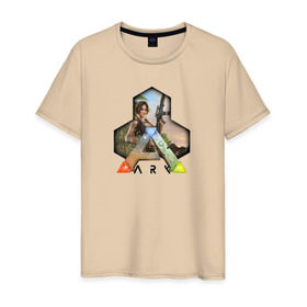 Мужская футболка хлопок с принтом Ark Survival Evolved в Тюмени, 100% хлопок | прямой крой, круглый вырез горловины, длина до линии бедер, слегка спущенное плечо. | арк