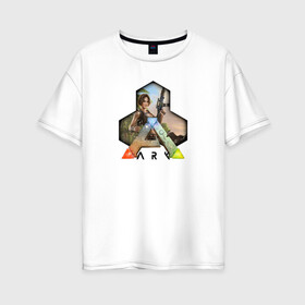 Женская футболка хлопок Oversize с принтом Ark Survival Evolved в Тюмени, 100% хлопок | свободный крой, круглый ворот, спущенный рукав, длина до линии бедер
 | арк