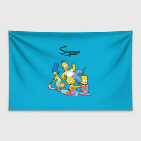 Флаг-баннер с принтом Симпсоны в Тюмени, 100% полиэстер | размер 67 х 109 см, плотность ткани — 95 г/м2; по краям флага есть четыре люверса для крепления | гомер | мульт | семья | симпсоны