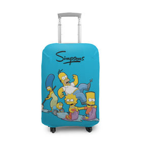 Чехол для чемодана 3D с принтом Симпсоны в Тюмени, 86% полиэфир, 14% спандекс | двустороннее нанесение принта, прорези для ручек и колес | гомер | мульт | семья | симпсоны
