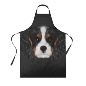 Фартук 3D с принтом Cavalier King Charles в Тюмени, 100% полиэстер | общий размер — 65 х 85 см, ширина нагрудника — 26 см, горловина — 53 см, длина завязок — 54 см, общий обхват в поясе — 173 см. Принт на завязках и на горловине наносится с двух сторон, на основной части фартука — только с внешней стороны | Тематика изображения на принте: голова | собака | спаниель