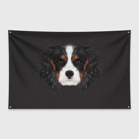 Флаг-баннер с принтом Cavalier King Charles в Тюмени, 100% полиэстер | размер 67 х 109 см, плотность ткани — 95 г/м2; по краям флага есть четыре люверса для крепления | Тематика изображения на принте: голова | собака | спаниель