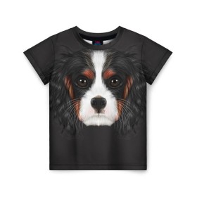 Детская футболка 3D с принтом Cavalier King Charles в Тюмени, 100% гипоаллергенный полиэфир | прямой крой, круглый вырез горловины, длина до линии бедер, чуть спущенное плечо, ткань немного тянется | голова | собака | спаниель