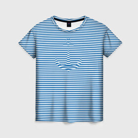 Женская футболка 3D с принтом Тельняшка Якорь в Тюмени, 100% полиэфир ( синтетическое хлопкоподобное полотно) | прямой крой, круглый вырез горловины, длина до линии бедер | anchor | marine | original | vest | дизайнерская | морская | оригинальная | полоска | тельняшка | якорь