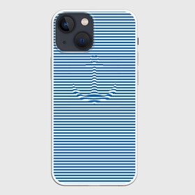 Чехол для iPhone 13 mini с принтом Тельняшка  Якорь в Тюмени,  |  | anchor | marine | original | vest | дизайнерская | морская | оригинальная | полоска | тельняшка | якорь
