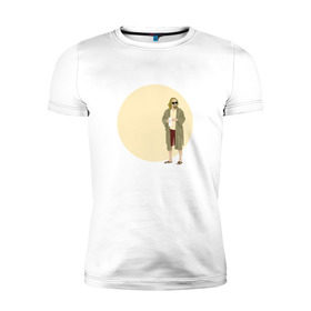 Мужская футболка премиум с принтом Большой Лебовски в Тюмени, 92% хлопок, 8% лайкра | приталенный силуэт, круглый вырез ворота, длина до линии бедра, короткий рукав | the big lebowski | большой лебовски | джефф бриджес