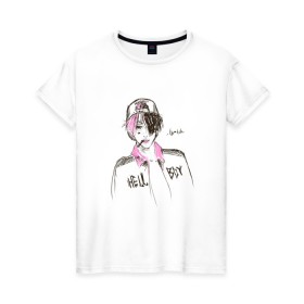 Женская футболка хлопок с принтом Lil Peep Hellboy в Тюмени, 100% хлопок | прямой крой, круглый вырез горловины, длина до линии бедер, слегка спущенное плечо | lil peep | лил пип
