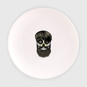 Тарелка 3D с принтом Сахарный череп с бородой в Тюмени, фарфор | диаметр - 210 мм
диаметр для нанесения принта - 120 мм | Тематика изображения на принте: бородатый | день мертвых | сахарный череп | хелловин | хипстер