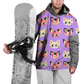 Накидка на куртку 3D с принтом Cat and Panda в Тюмени, 100% полиэстер |  | animal | cat | cute | kitty | meow | pattern | pet | животное | кот | котенок | котики | мяу | паттерн