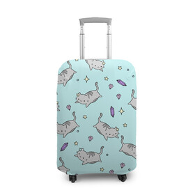 Чехол для чемодана 3D с принтом Кавайные котики в Тюмени, 86% полиэфир, 14% спандекс | двустороннее нанесение принта, прорези для ручек и колес | animal | cat | cute | kitty | meow | pet | животное | кот | котенок | котики | мяу
