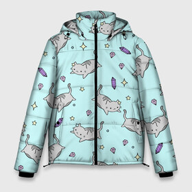 Мужская зимняя куртка 3D с принтом Кавайные котики в Тюмени, верх — 100% полиэстер; подкладка — 100% полиэстер; утеплитель — 100% полиэстер | длина ниже бедра, свободный силуэт Оверсайз. Есть воротник-стойка, отстегивающийся капюшон и ветрозащитная планка. 

Боковые карманы с листочкой на кнопках и внутренний карман на молнии. | animal | cat | cute | kitty | meow | pet | животное | кот | котенок | котики | мяу