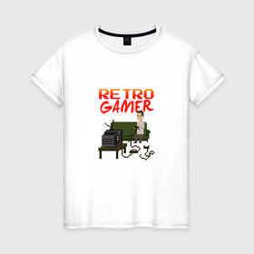 Женская футболка хлопок с принтом RETRO GAMER в Тюмени, 100% хлопок | прямой крой, круглый вырез горловины, длина до линии бедер, слегка спущенное плечо | 8 бит | 8bit | game | gamer | retro | retro gamer | денди | ретро