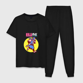 Мужская пижама хлопок с принтом ninja gaiden pixel в Тюмени, 100% хлопок | брюки и футболка прямого кроя, без карманов, на брюках мягкая резинка на поясе и по низу штанин
 | 8bit | ninja | ninja gaiden