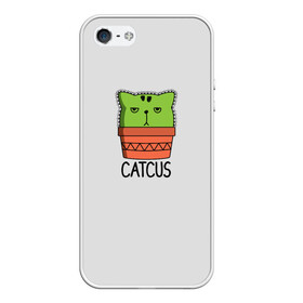 Чехол для iPhone 5/5S матовый с принтом Catcus в Тюмени, Силикон | Область печати: задняя сторона чехла, без боковых панелей | кактус | кот | котик