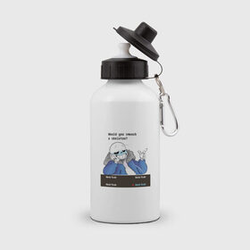 Бутылка спортивная с принтом Sans в Тюмени, металл | емкость — 500 мл, в комплекте две пластиковые крышки и карабин для крепления | sans | андертейл | подземелье | санс