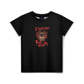 Детская футболка 3D с принтом Five Nights At Freddy`s в Тюмени, 100% гипоаллергенный полиэфир | прямой крой, круглый вырез горловины, длина до линии бедер, чуть спущенное плечо, ткань немного тянется | 