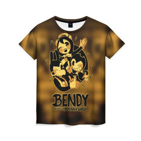 Женская футболка 3D с принтом Bendy and the ink machine (32) в Тюмени, 100% полиэфир ( синтетическое хлопкоподобное полотно) | прямой крой, круглый вырез горловины, длина до линии бедер | bendy | bendy and the ink machine | game | horror | ink | machine | trend | video game | бенди | бэнди