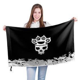 Флаг 3D с принтом Five Finger Death Punch в Тюмени, 100% полиэстер | плотность ткани — 95 г/м2, размер — 67 х 109 см. Принт наносится с одной стороны | 5fdp | alternative | ffdp | groove | metal | metall | rock | альтернатива | грув | группа | метал | рок | череп