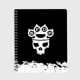 Тетрадь с принтом Five Finger Death Punch в Тюмени, 100% бумага | 48 листов, плотность листов — 60 г/м2, плотность картонной обложки — 250 г/м2. Листы скреплены сбоку удобной пружинной спиралью. Уголки страниц и обложки скругленные. Цвет линий — светло-серый
 | 5fdp | alternative | ffdp | groove | metal | metall | rock | альтернатива | грув | группа | метал | рок | череп