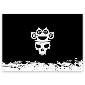 Поздравительная открытка с принтом Five Finger Death Punch в Тюмени, 100% бумага | плотность бумаги 280 г/м2, матовая, на обратной стороне линовка и место для марки
 | Тематика изображения на принте: 5fdp | alternative | ffdp | groove | metal | metall | rock | альтернатива | грув | группа | метал | рок | череп