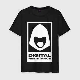 Мужская футболка хлопок с принтом Digital Resistance white в Тюмени, 100% хлопок | прямой крой, круглый вырез горловины, длина до линии бедер, слегка спущенное плечо. | 