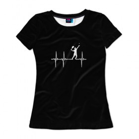 Женская футболка 3D с принтом Теннис в Тюмени, 100% полиэфир ( синтетическое хлопкоподобное полотно) | прямой крой, круглый вырез горловины, длина до линии бедер | tennis