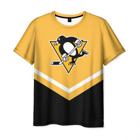 Мужская футболка 3D с принтом Pittsburgh Penguins (Форма 1) в Тюмени, 100% полиэфир | прямой крой, круглый вырез горловины, длина до линии бедер | питтсбург пингвинз