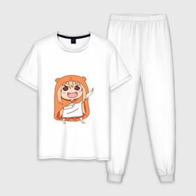 Мужская пижама хлопок с принтом Umaru Chan в Тюмени, 100% хлопок | брюки и футболка прямого кроя, без карманов, на брюках мягкая резинка на поясе и по низу штанин
 | anime | аниме | анимэ | умару