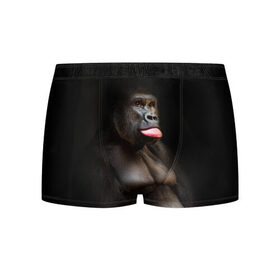 Мужские трусы 3D с принтом Горилла в Тюмени, 50% хлопок, 50% полиэстер | классическая посадка, на поясе мягкая тканевая резинка | горилла | животные | обезьяна | прикол | природа | смешно | юмор | язык