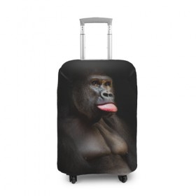 Чехол для чемодана 3D с принтом Горилла в Тюмени, 86% полиэфир, 14% спандекс | двустороннее нанесение принта, прорези для ручек и колес | горилла | животные | обезьяна | прикол | природа | смешно | юмор | язык