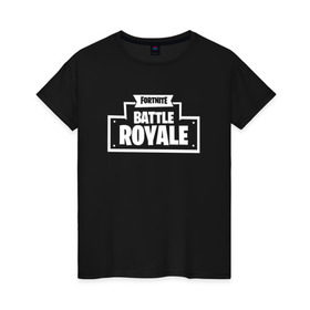 Женская футболка хлопок с принтом Fortnite Battle Royale Logo в Тюмени, 100% хлопок | прямой крой, круглый вырез горловины, длина до линии бедер, слегка спущенное плечо | 