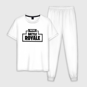 Мужская пижама хлопок с принтом Fortnite Battle Royale Logo в Тюмени, 100% хлопок | брюки и футболка прямого кроя, без карманов, на брюках мягкая резинка на поясе и по низу штанин
 | 