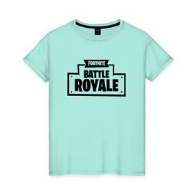 Женская футболка хлопок с принтом Fortnite Battle Royale Logo в Тюмени, 100% хлопок | прямой крой, круглый вырез горловины, длина до линии бедер, слегка спущенное плечо | 