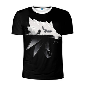 Мужская футболка 3D спортивная с принтом Волк в Тюмени, 100% полиэстер с улучшенными характеристиками | приталенный силуэт, круглая горловина, широкие плечи, сужается к линии бедра | gerald | wild hunt | witcher | wolf | ведьмак | волк | дикая охота