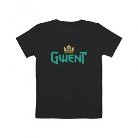 Детская футболка хлопок с принтом Gwent в Тюмени, 100% хлопок | круглый вырез горловины, полуприлегающий силуэт, длина до линии бедер | gerald | gwent | wild hunt | witcher | wolf | ведьмак | волк | гвент | дикая охота