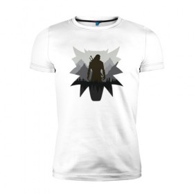 Мужская футболка премиум с принтом Witcher в Тюмени, 92% хлопок, 8% лайкра | приталенный силуэт, круглый вырез ворота, длина до линии бедра, короткий рукав | gerald | wild hunt | witcher | wolf | ведьмак | волк | дикая охота