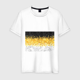 Мужская футболка хлопок с принтом 1858 Имперский флаг пикселами в Тюмени, 100% хлопок | прямой крой, круглый вырез горловины, длина до линии бедер, слегка спущенное плечо. | camouflage fabric suprime military | военный триколор россии | камуфляж имперский флаг россии | камуфляжный | текстура вежливых | черно желто белый