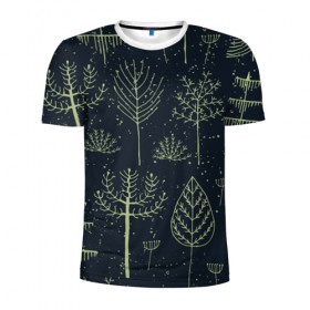 Мужская футболка 3D спортивная с принтом Загадочный лес в Тюмени, 100% полиэстер с улучшенными характеристиками | приталенный силуэт, круглая горловина, широкие плечи, сужается к линии бедра | Тематика изображения на принте: дерево | дуб | елка | животные | лес | мода | обитатели | прикольные | природа | сказка | тайна | яркие