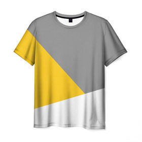 Мужская футболка 3D с принтом Серый, желтый, белый-идеальное сочетание! в Тюмени, 100% полиэфир | прямой крой, круглый вырез горловины, длина до линии бедер | 