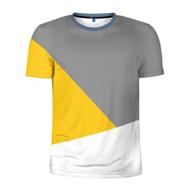 Мужская футболка 3D спортивная с принтом Серый, желтый, белый-идеальное сочетание! в Тюмени, 100% полиэстер с улучшенными характеристиками | приталенный силуэт, круглая горловина, широкие плечи, сужается к линии бедра | 