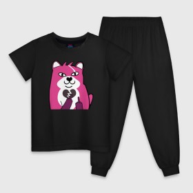 Детская пижама хлопок с принтом Fortnite Bear в Тюмени, 100% хлопок |  брюки и футболка прямого кроя, без карманов, на брюках мягкая резинка на поясе и по низу штанин
 | battle royale | fortnite | lama | батл рояль | лама | медведь | фортнайт