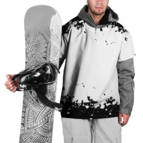 Накидка на куртку 3D с принтом БРЫЗГИ КРАСКИ в Тюмени, 100% полиэстер |  | black | color | paint | white | белый | капли | краска | пятна | разводы | текстура | цвет | черный