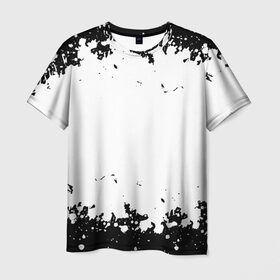 Мужская футболка 3D с принтом БРЫЗГИ КРАСКИ в Тюмени, 100% полиэфир | прямой крой, круглый вырез горловины, длина до линии бедер | black | color | paint | white | белый | капли | краска | пятна | разводы | текстура | цвет | черный