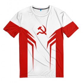 Мужская футболка 3D с принтом СССР в Тюмени, 100% полиэфир | прямой крой, круглый вырез горловины, длина до линии бедер | ussr | герб | серп и молот | советский | ссср