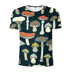 Мужская футболка 3D спортивная с принтом Загадочный лес в Тюмени, 100% полиэстер с улучшенными характеристиками | приталенный силуэт, круглая горловина, широкие плечи, сужается к линии бедра | грибы | паттерн