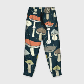 Детские брюки 3D с принтом Загадочный лес в Тюмени, 100% полиэстер | манжеты по низу, эластичный пояс регулируется шнурком, по бокам два кармана без застежек, внутренняя часть кармана из мелкой сетки | Тематика изображения на принте: грибы | паттерн